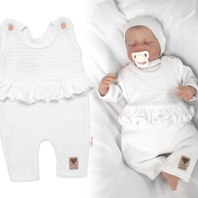 Pletené láclové nohavice Girl s volánikom, Baby Nellys, biele, veľ. 62