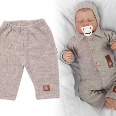 Pletené nohavice Hand Made Boy, Baby Nellys, béžové, veľ. 62