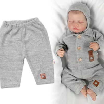 Pletené nohavice Hand Made Boy, Baby Nellys, sivé, veľ. 62