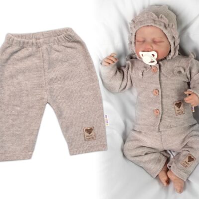 Pletené nohavice Hand Made Girl, Baby Nellys, béžové