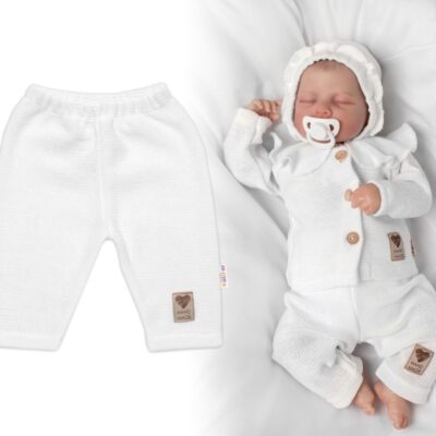 Pletené nohavice Hand Made Girl, Baby Nellys, biele