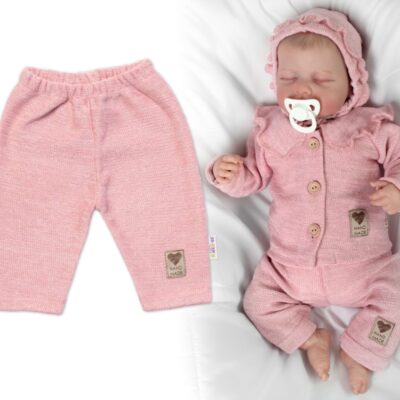 Pletené nohavice Hand Made Girl, Baby Nellys, ružové, veľ. 62