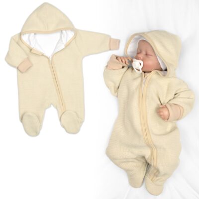 Pletený overal s kapucňou, CUTE - béžová