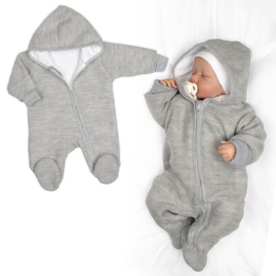 Pletený overal s kapucňou, CUTE - sivá