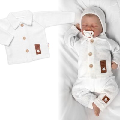 Pletený svetrík s gombíkmi Boy, Baby Nellys, biely, veľ. 68