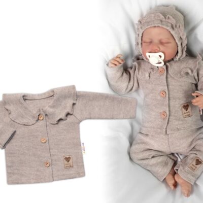 Pletený svetrík s volánikom Girl, Baby Nellys, béžový