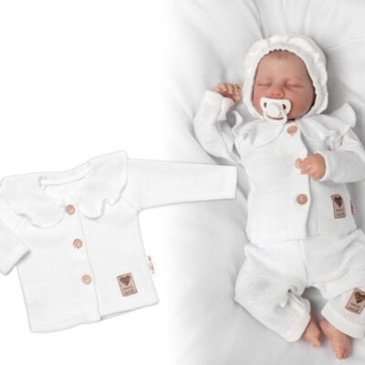 Pletený svetrík s volánikom Girl, Baby Nellys, biely, veľ. 68