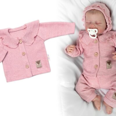 Pletený svetrík s volánikom Girl, Baby Nellys, púdrovo ružová