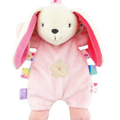 Plyšová edukačná hračka Králiček, 17 cm, růžová