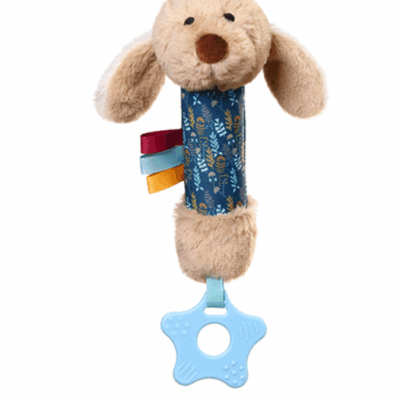 Plyšová hračka s pískatkom a hryzátkom DOG WILLY BabyOno, béžová