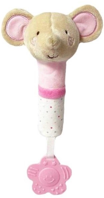 Tulilo: Plyšová hračka Myška s pískatkom/hryzátkom (ružová/béžová)