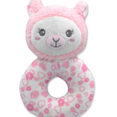 Plyšová hrkálka Lama 16cm (ružová)