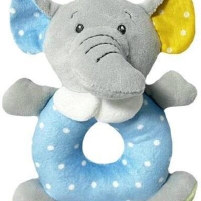 Plyšová hrkálka Sloník (modrá/sivá)