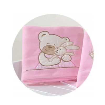 Polárová dečka s vyšívkou 80 x 95 cm, Medvedík - ružový