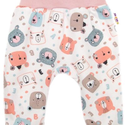 Polodupačky, bavlna Space Bear, Baby Nellys - pastel pudrová, veľ. 74