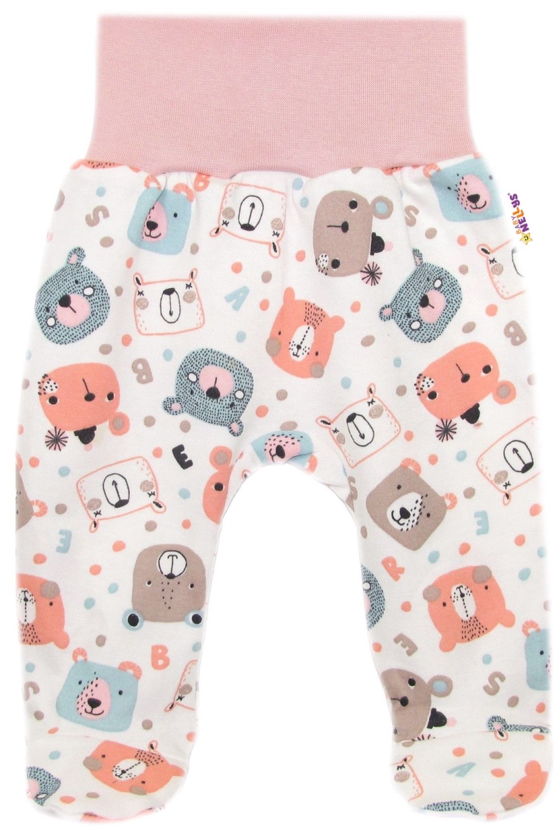 Polodupačky, bavlna Space Bear, Baby Nellys - pastel pudrová, veľ. 74