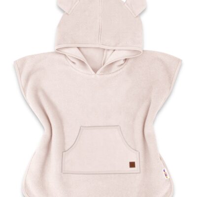 Pončo, župan s kapucňou pre deti Macko, Baby Nellys, pudrový, veľ. 98/104