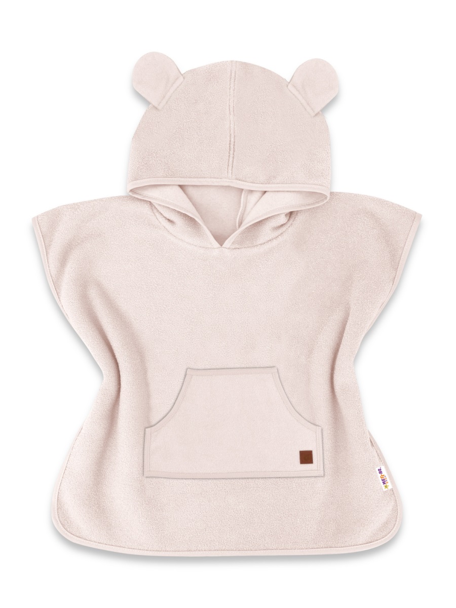 Pončo, župan s kapucňou pre deti Macko, Baby Nellys, pudrový