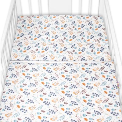 Povlečení do postýlky, 2D sada flanel - Louka, Baby Nellys, modrá/bílá