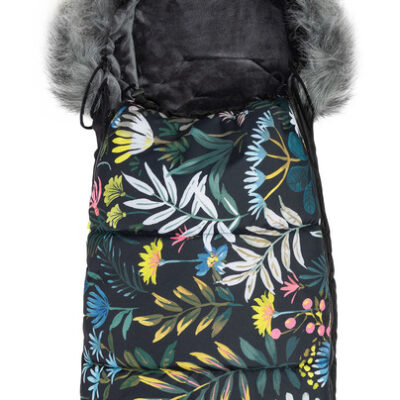 Prešívaný fusák s kožušinou SENSILLO OLAF - čierny s kvety