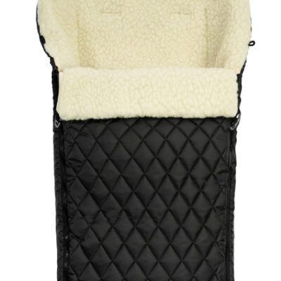 Prešívaný vlnený fusak do kočíka - čierný