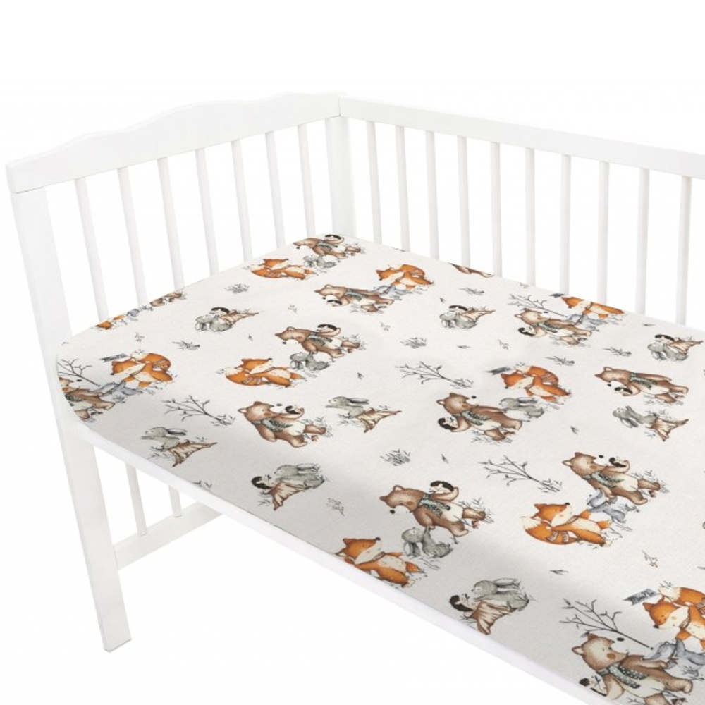 Prestieradlo do postieľky 120x60cm, bavlna, Friends time - latte