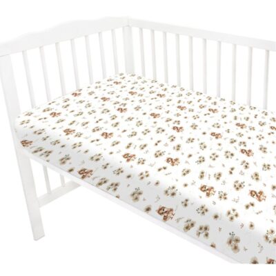 Prestieradlo do postieľky 120x60cm, bavlna, Kačičky - biela, béžová
