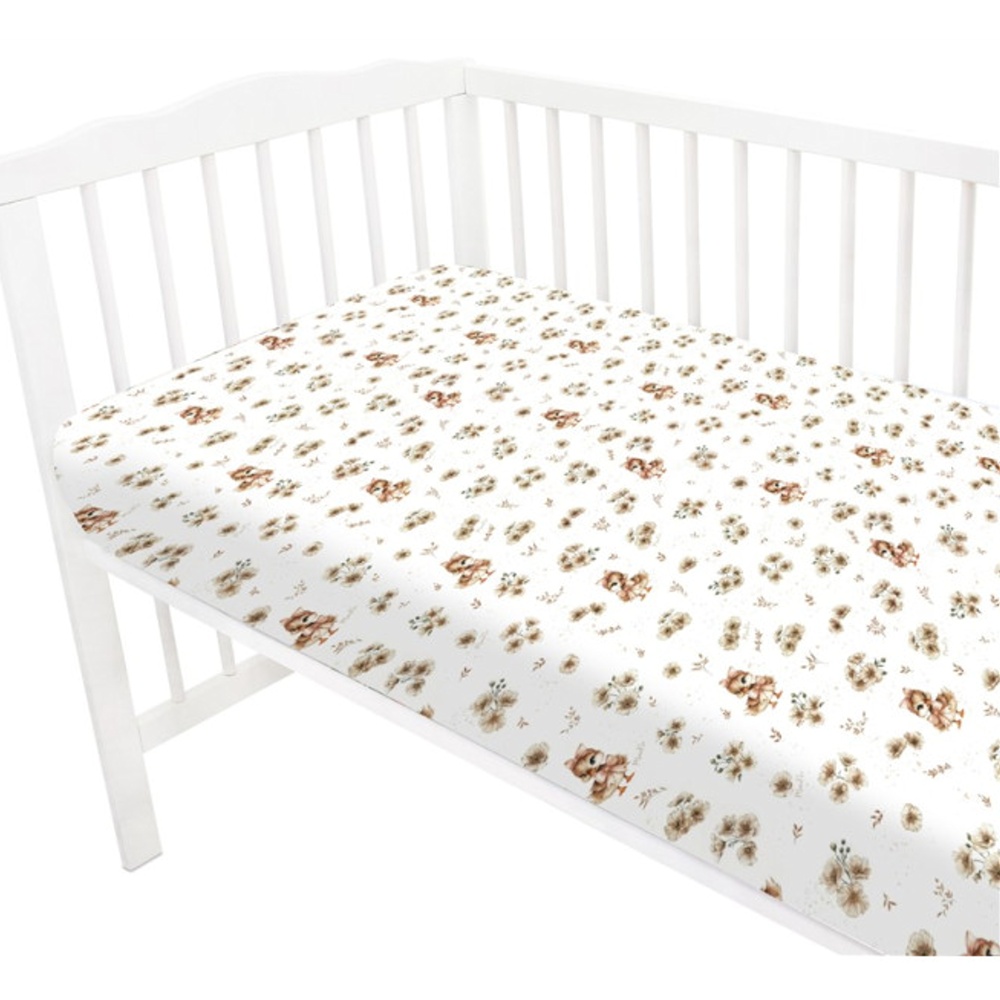 Prestieradlo do postieľky 120x60cm, bavlna, Kačičky - biela, béžová