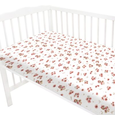 Prestieradlo do postieľky 140x70cm, bavlna, Kačičky - biela, púdrovo ružová