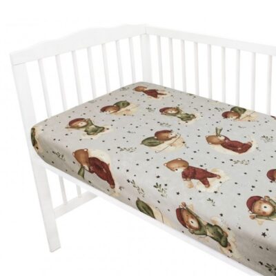 Prestieradlo do postieľky, bavlna, Teddy and Moon - béžová, 140x70 cm