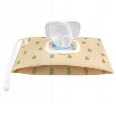 Puzdro/obal na vlhčené obrúsky, Listy - ecru