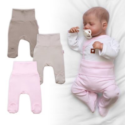 Rastúca výhodná sada, 3x polodupačky pre bábätko Nature - ružová/béžová/taupe, veľ. 62/68