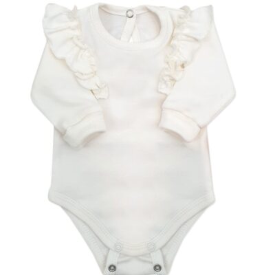 Rastúce body dlhý rukáv s volánikmi, bavlna, smotanové