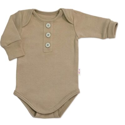 Rastúce body NATURE, dlhý rukáv s gombíkmi, bavlna, fango, 56/62