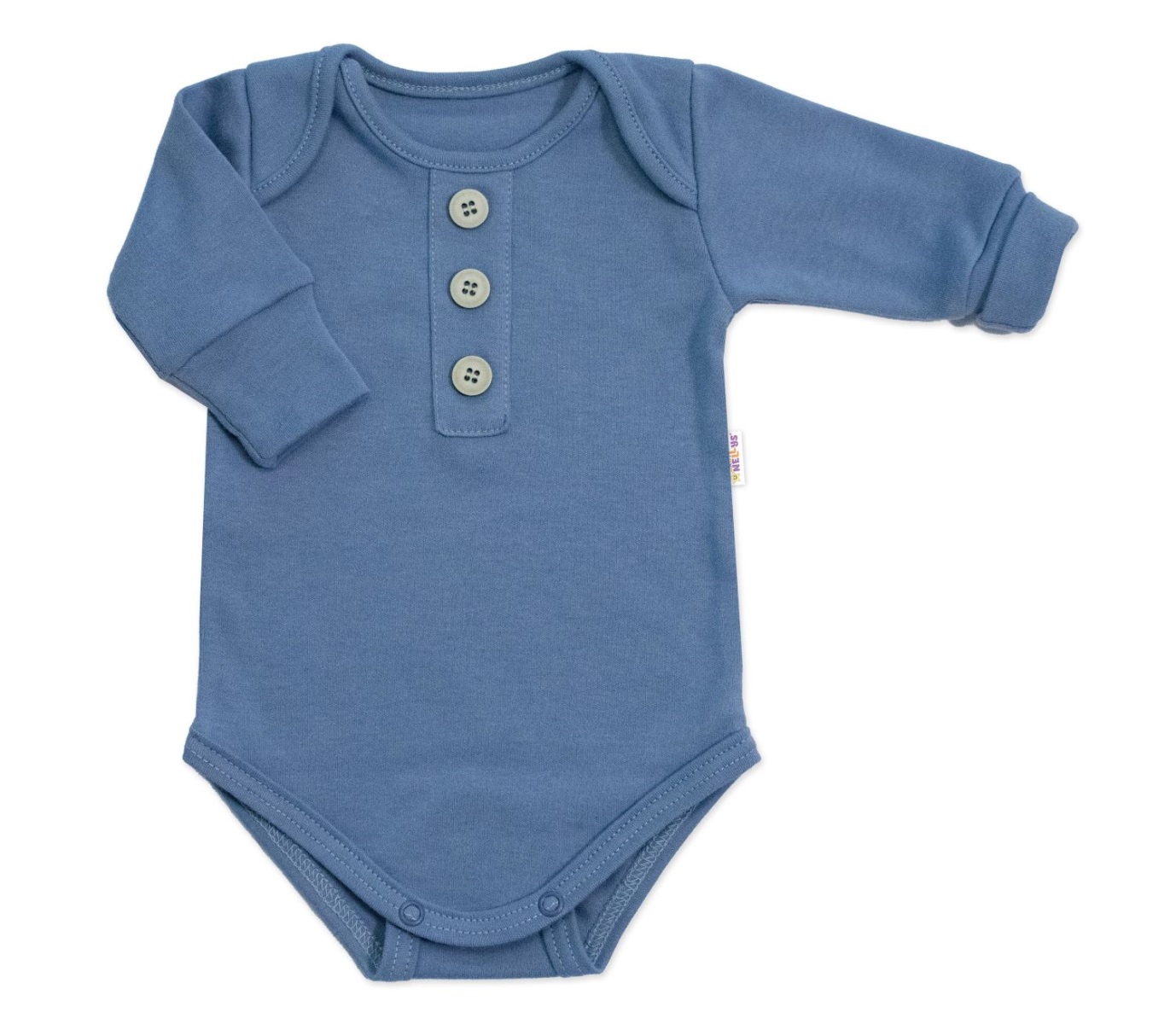 Rastúce body NATURE, dlhý rukáv s gombíkmi, bavlna, jeans, 62/68