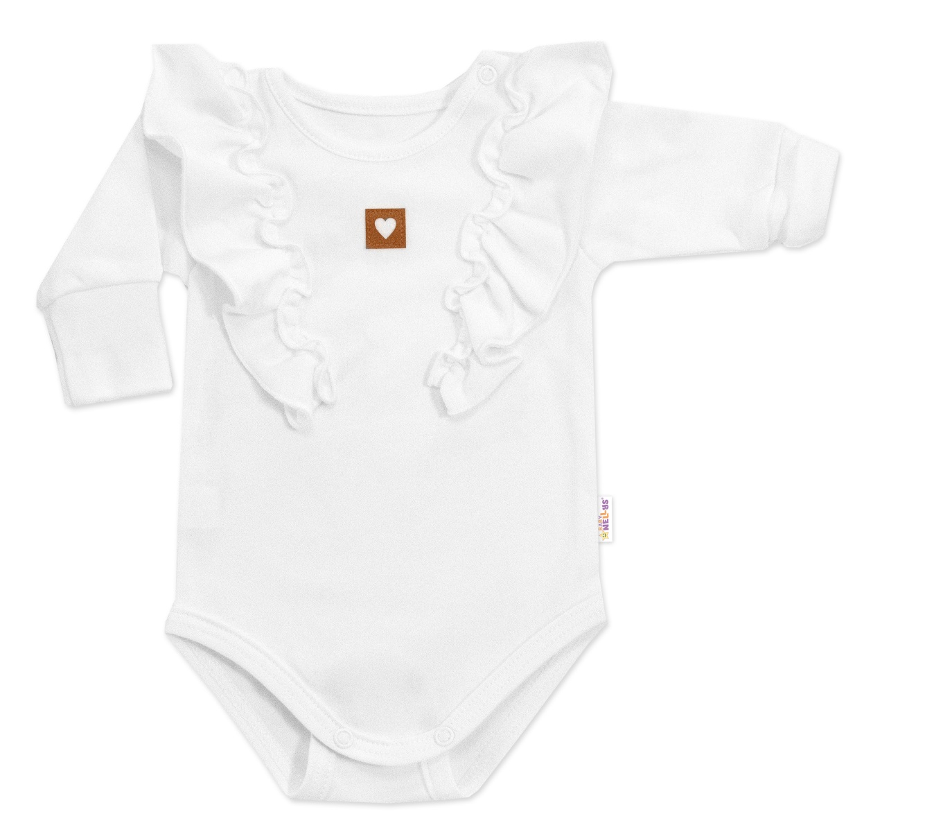 Rastúce body NATURE, dlhý rukáv s volánikmi, bavlna, biele, veľ. 62/68