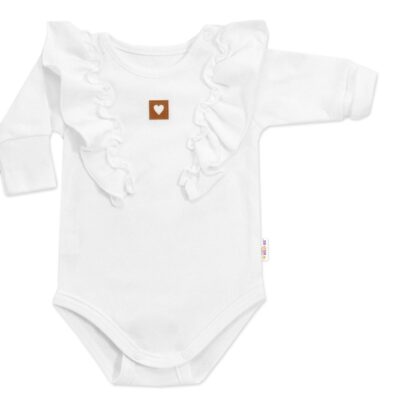 Rastúce body NATURE, dlhý rukáv s volánikmi, bavlna, biele, veľ. 68/74