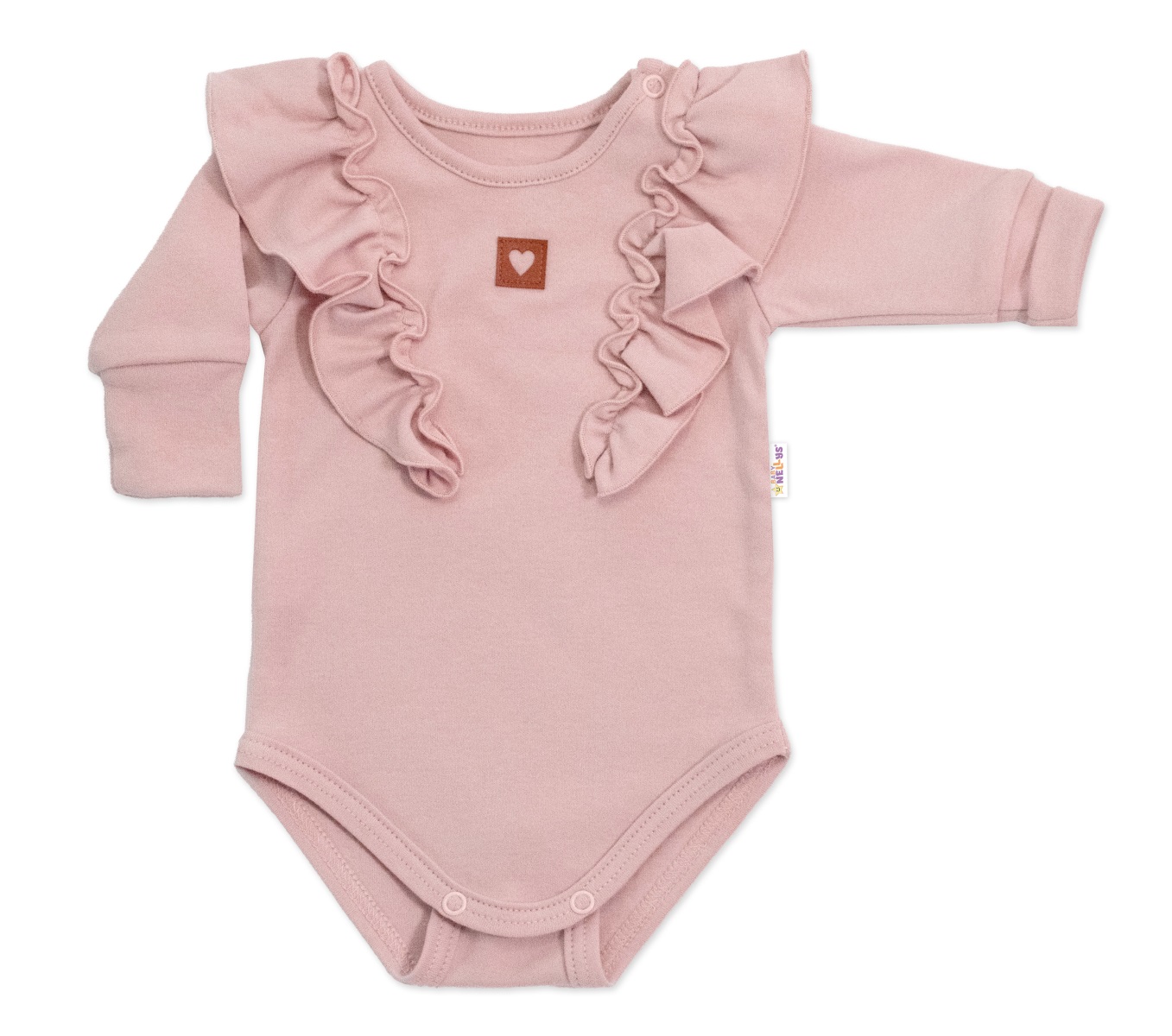 Rastúce body NATURE, dlhý rukáv s volánikmi, bavlna, staroružová, veľ. 56/62