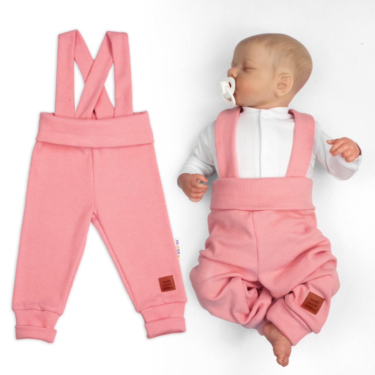 Rastúce legíny s trakmi, rebrované so širokým pásom - marhuľové, 92/98