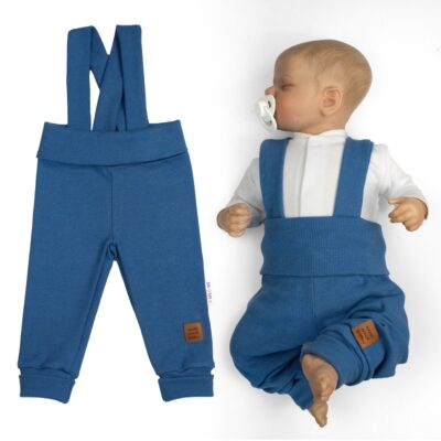 Rastúce legíny s trakmi, rebrované so širokým pásom - modré