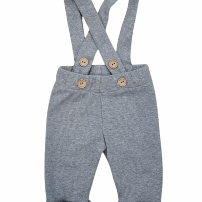 Rebrované rastúce legíny s trakmi na gombíky - šedé melírová