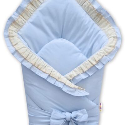 Rýchlozavinovačka s volánikmi, vyšívkou a stuhou, modrá