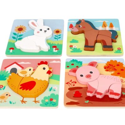 Sada 4 drevených puzzlí pre děti - farma