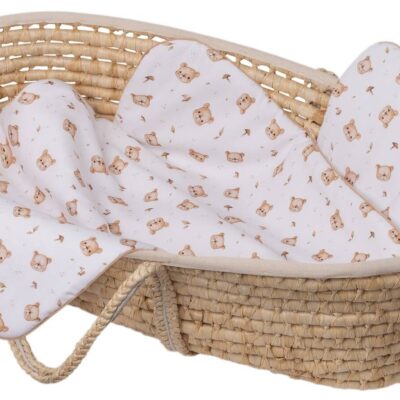 Sada do kočíka, bavlnená 2D sada, Bear, biela/hnedá