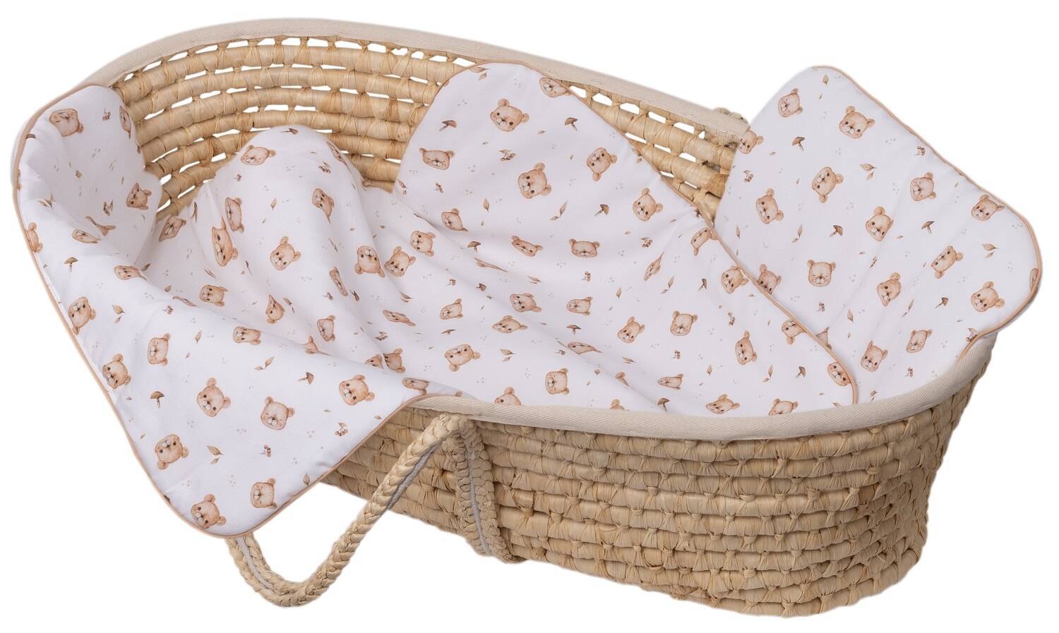 Sada do kočíka, bavlnená 2D sada, Bear, biela/hnedá