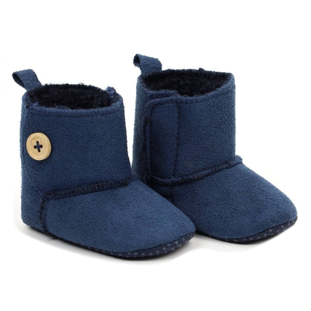 Semiškové dojčenské capačky/topánočky s kožúškom - granátové