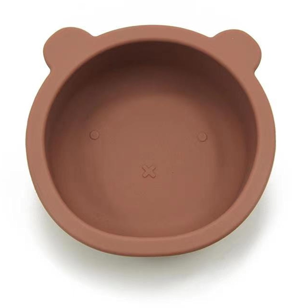 Silikónová miska s prísavkou Medvedík, priemer 12 cm - hnedá
