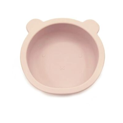 Silikónová miska s prísavkou Medvedík, priemer 12 cm - púdrová