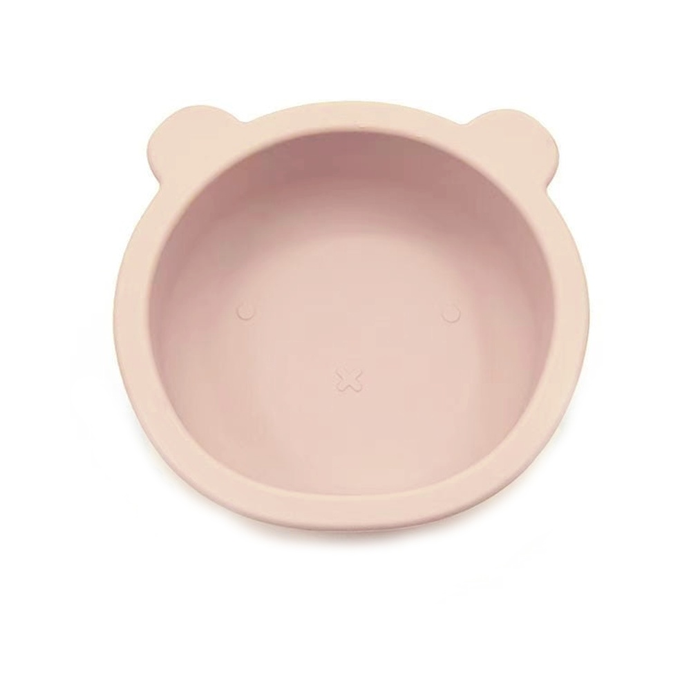 Silikónová miska s prísavkou Medvedík, priemer 12 cm - púdrová