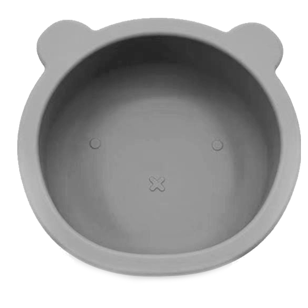 Silikónová miska s prísavkou Medvedík, priemer 12 cm - sivá